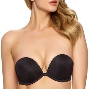 Felina Bra of the Year Deep Plunge Convertible Push-up Black Strapless Bra